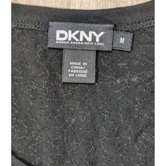 DKNY Sequined Short Sleeve Scoop Neck Shirt size M, Black - Picture 5 of 5